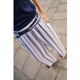 Marisse White Striped Viscose Trousers | shoptok.hr