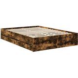 vidaXL konstrukcija postelje s predalom dimljeni oreh 140 x 190 cm, (5000113628) | Shoptok.si