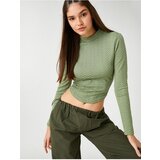 Koton Long Sleeve T-Shirt Crop Stand Collar Textured | shoptok.hr