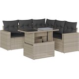 Maison Chic Seti vrtnega pohištva - Vrtna garnitura - Vrtni pohištvo set 6-delna z blazinami siv poli ratan, (21804044) | Shoptok.si