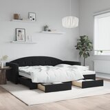  Dnevni krevet na razvlačenje s ladicama crni 90 x 200 cm baršun | shoptok.hr