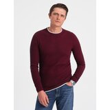 Ombre Men's cotton sweater with round neckline - maroon | Eponuda.ba