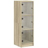 Maison Chic Visoka omara - Komoda - Predalnik s steklenimi vrati sonoma hrast 35x37x109 cm, (21721961) u