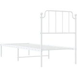 Metalni okvir za krevet s uzglavljem bijeli 75x190 cm | shoptok.hr
