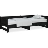  Dnevni ležaj na izvlačenje 2x(90x200) cm crni od borovine | shoptok.hr