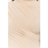 Trendyol Stone Gathered Detail High Neck Snaps Elastic Knitted Bodysuit | Shoptok.si