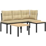  Set vrtnih klupa s jastucima 3 kom crni čelik obložen prahom | shoptok.hr