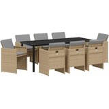  Vrtni set za objed 9 kom. Bež poliratan | shoptok.hr
