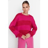 Trendyol Fuchsia Striped Knitwear Sweater Cene