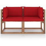 The Living Store Vrtni kavč dvosed iz palet z rdečimi blazinami borovina - Kavč Iz Palet, (21460965) | Shoptok.si