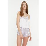 Trendyol Lilac Lace Detailed Satin Pajamas Set Cene