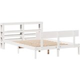 vidaXL Posteljni okvir z vzglavjem bel 120x200 cm trdna borovina, (21292573) | Shoptok.si