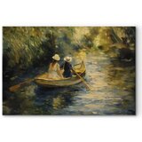  XXL slika - Boat crossing - painting of two women sailing a boat on a river 200x133 | shoptok.hr