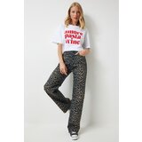  Women's Black Brown Leopard Patterned Straight Jeans | Shoptok.si