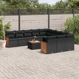 vidaXL Vrtna sedežna garnitura 12-delna z blazinami črn poli ratan, (21080749) | Shoptok.si