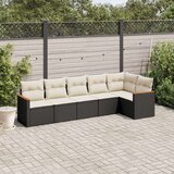  6-dijelni set vrtnih sofa s jastucima crni od poliratana | shoptok.hr