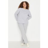 Trendyol Curve Gray Knitted Pajamas Set Cene