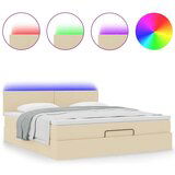 vidaXL Otomanski posteljni okvir z vzmetnico krem 160x200 cm blago | Shoptok.si