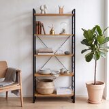 Hanah home polica za knjige Moner, 60 cm, atlantski bor / crna | Eponuda.com