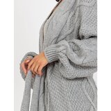 Fashion Hunters Gray long cardigan with RUE PARIS binding Cene