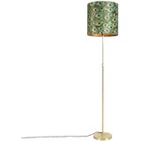 QAZQA Stoječa svetilka zlata / medenina z velur senco pav 40/40 cm - Parte Cene