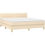  Box spring postelja z vzmetnico LED krem 180x200 cm blago | Shoptok.si