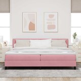  LED Box Spring Krevet Ružičasta 200 x 200 cm Baršun | shoptok.hr