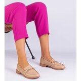 Gemre Beige women's loafers with gold embellishment and rhinestones Mikasa | Shoptok.si