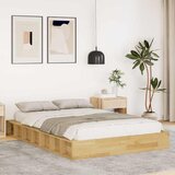 Maison Chic Posteljni okvir - Dvoposteljna postelja - Zakonska postelja brez vzmetnice 120x190 cm masivni les hrast-J10389, (21764443) | Shoptok.si