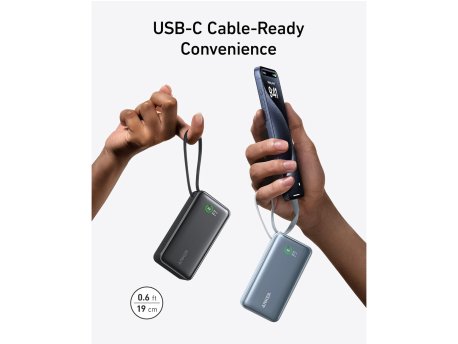 Anker 545 Nano powerbank 10K s ugrađenim USB-C kablom, zeleni | shoptok.hr