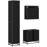 vidaXL Komplet pohištva za kopalnico s predalom 3 pcs Črna Orehovina | Shoptok.si
