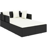 vidaXL Ležalnik z blazinami črn 182x118x63 cm poli ratan, (20642069) Cene