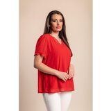 Fenzy Plus Size Bluza S Kratkimi Rokavi, Rdeča | Shoptok.si