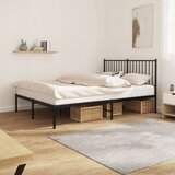  Metalni okvir za krevet s uzglavljem crni 140x190 cm | shoptok.hr