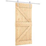  Klizna vrata Prirodna i bijela 95 x 210 cm Čvrsta borovina | shoptok.hr