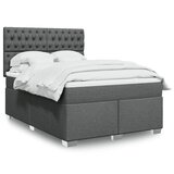 vidaXL Box spring postelja z vzmetnico temno siva 140x200 cm blago Cene