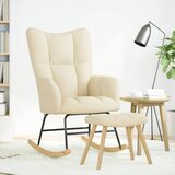  Stolica za ljuljanje od tkanine s tabureom krem | shoptok.hr