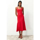 Trendyol Red Fitted Strap Woven Dress