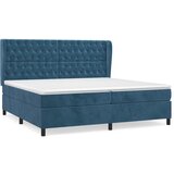 The Living Store Box spring postelja z vzmetnico temno modra 200x200 cm žamet - Box Spring Postelja, (21492405) | Shoptok.si