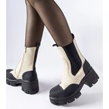 Gemre Beige and black slip-on chunky boots Mafalda | Shoptok.si