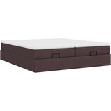 vidaXL Otomanski posteljni okvir z vzmetnicami rjav 200x200 cm blago | Shoptok.si