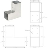  Spojnici za stupove u L-obliku 4 kom pocinčani metal 81 x 81 mm | shoptok.hr