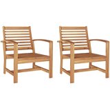  Stolica 2 Komad Smeđa 65 x 60 x 76,5 cm Čvrsto teak drvo | shoptok.hr