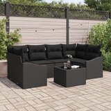 vidaXL Garnitura za vrt Set 7 Črna Ratan in poliester | Shoptok.si