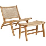 House Nordic Pletena fotelja s naslonjačem za noge u prirodnoj boji Derby – Cijene