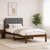  Krevetni okvir s tapiciranim uzglavljem - Tamnosmeđa i svjetlosiva 90 x 190 cm | shoptok.hr