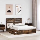  Postelja s shranjevanjem z vzglavjem Dimljeni oreh 160 x 200 cm, (5000106748) | Shoptok.si