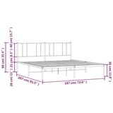 Metalni okvir za krevet s uzglavljem bijeli 180x200 cm | shoptok.hr