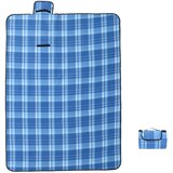 vidaXL Deka za piknik sklopiva plava karirana 200 x 150 cm baršunasta | shoptok.hr
