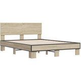  Okvir za krevet boja hrasta 140x190cm konstruirano drvo i metal | shoptok.hr